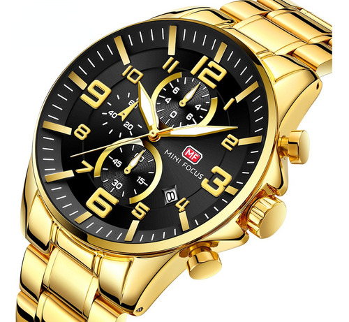 Mini Focus Hombres Negocios Oro Esfera Grande Relojes