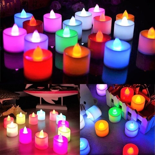 Imagen 3 de 3 de Velas Led Multicolor Brillantes Decoracion