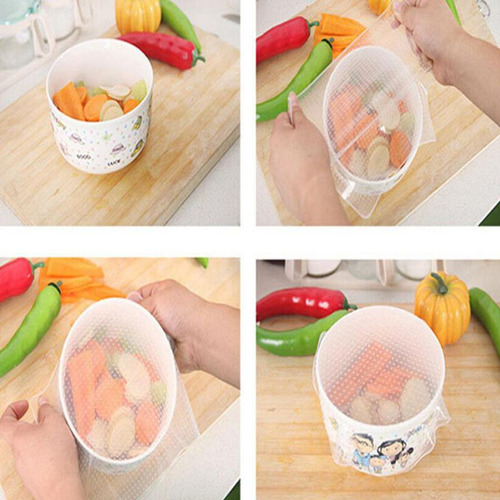 4pcs / Set Tapas De Estiramiento Reutilizables De Silicona