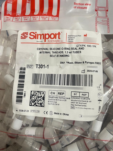 T301-1 Vial Criogénico De Polipropileno, Volumen 1.2ml