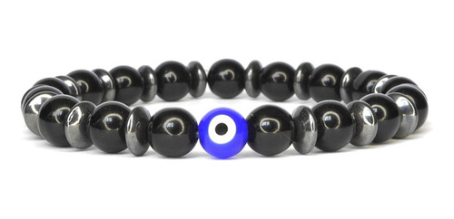 Pulseira Ônix Com Olho Grego