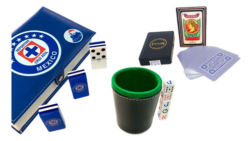 Domino Cruz Azul Ingles + Cubilete + Baraja Faisan Español A