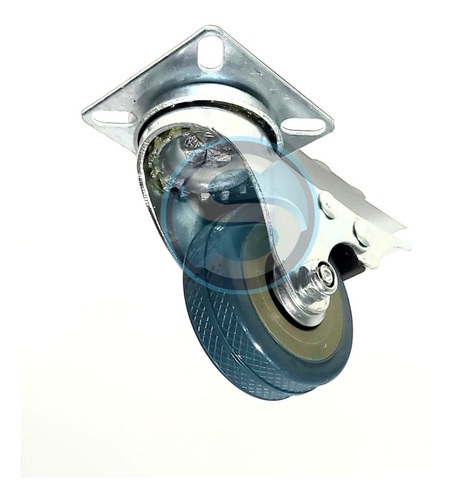 Imagen 3 de 4 de Rueda Giratoria Con Freno 50mm Goma-metal 4 Unidades