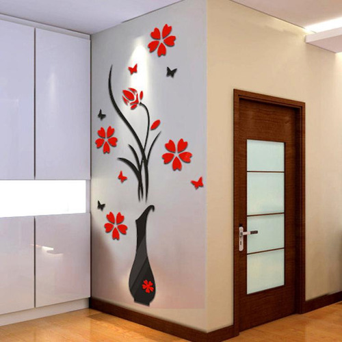 Pegatinas De Pared Y Diy Jarrón Con Forma De Árbol De Flores
