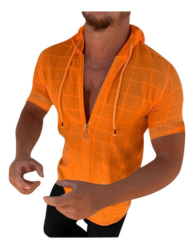 Blusa Con Capucha De Manga Corta De Moda Casual Para Hombre