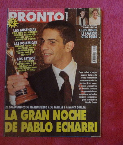 Revista Pronto 2001 Pablo Echarri Cris Morena Kuliok Castaña