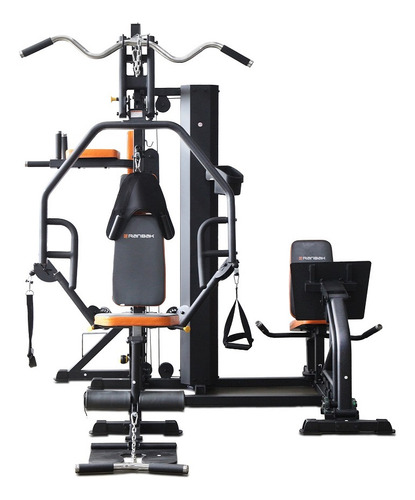 Multigym Multiestacion 80kg C/prensa Ranbak 660 Cuota Envio Negro Negro Y Naranaja