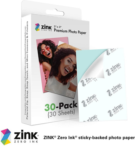 Imagen 2 de 5 de 30 Hojas Papel Fotografico Premium Zink Zero Ink 2x3