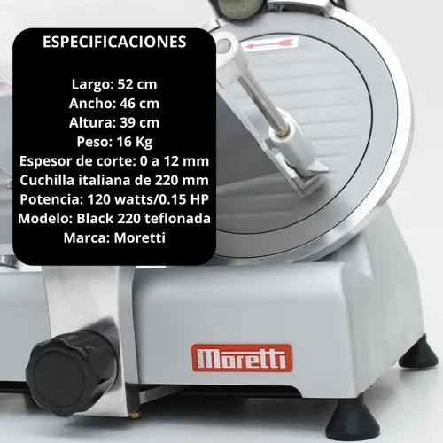 Cortadora De Fiambre Moretti Black 220 Teflonada