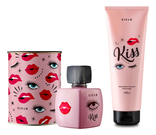 Kit Kiss Perfume Deo Colônia E Hidratante Corporal Kiss