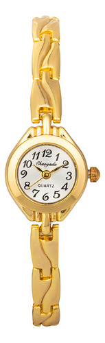 Relógio Feminino Dourado Mini Casual Quartz Pequeno De Luxo Cor do fundo Branco