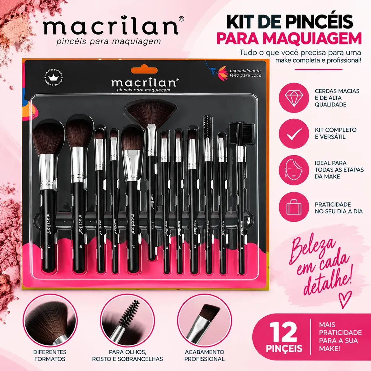 12 Pincéis para Maquiagem Kp9-1a