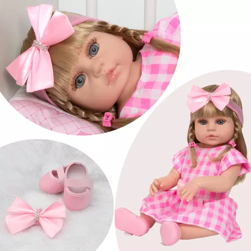 Bebê Reborn Recém-Nascido 3D-49 Cm Olhos Abertos no Shoptime