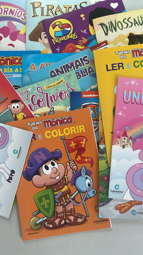 Kit Economico - 20 Livros De Atividades E Desenhos Para Colorir - Personagens Infantis Sortidos - Capa Flexível