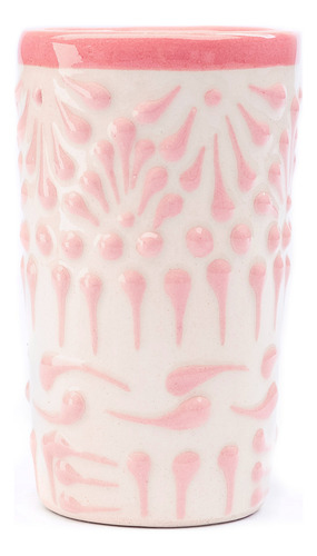 Mextequil - Set 4 Caballitos Tequileros Talavera Encaje Rosa Rosa