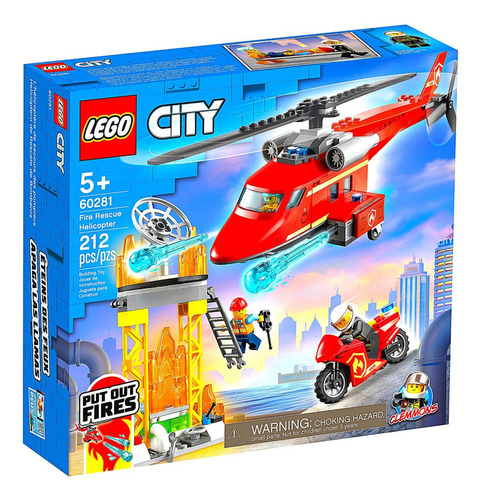 Lego City Helicóptero De Resgate Dos Bombeiros 60281 Quantidade De Peças 212