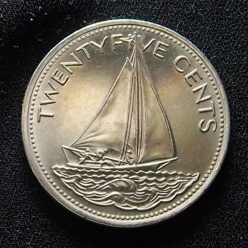 Bahamas Moneda 25 Cents 1998 Sc Km 63.2 Velero No Mag.