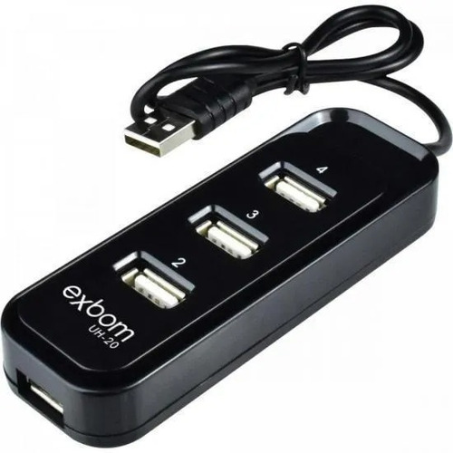 Imagem 3 de 5 de Hub Usb 2.0 4 Portas Uh-20 Preto Exbom Extensor High Speed