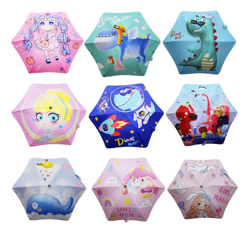 Paraguas para niños, diseño de tela de dinosaurio con diseño de tela de dinosaurio reforzado con personajes de color cian, con gafas
