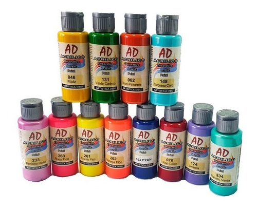Imagen 2 de 6 de Set De Pintura Acrilica Ad 60ml. X12 Serviciopapelero
