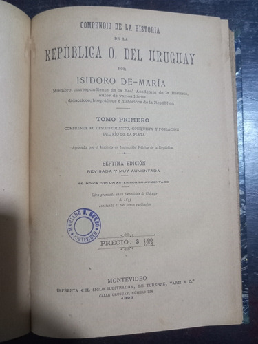 Compendio De La Historia Del Uruguay Isidoro De María