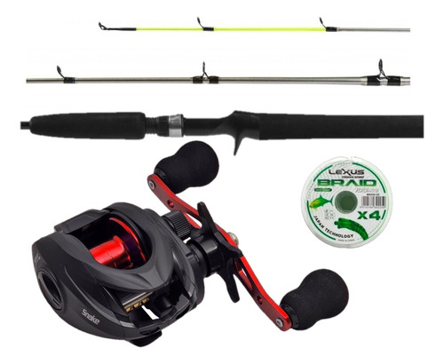 Combo Pesca Baitcast Reel Huevito Rotativo + Caña 20-40lbs