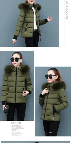 Abrigo De Algodón De Invierno Para Mujer, Cuello De Piel Rec
