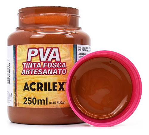 Tinta Pva Fosca Para Artesanato 250ml - Acrilex 519 - Branco Cor 815 - Castanho Claro