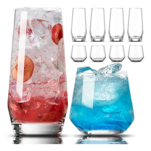 Juego De Vasos Mfacoy - 8 Copas Altas 18 Oz Y 4 Copas De Vin