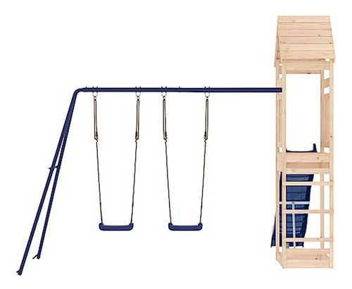 Juegos De Exterior En Madera: Tobogán, Columpio Y Arenero
