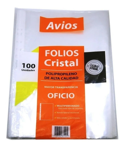Folios Oficio Avios Borde Blanco X 100 Unidades 40 Micrones