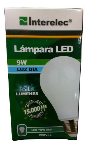 Lampara De Led 9w Luz Dia Interelec Pack X 10 Unidades Color de la luz Luz Fria