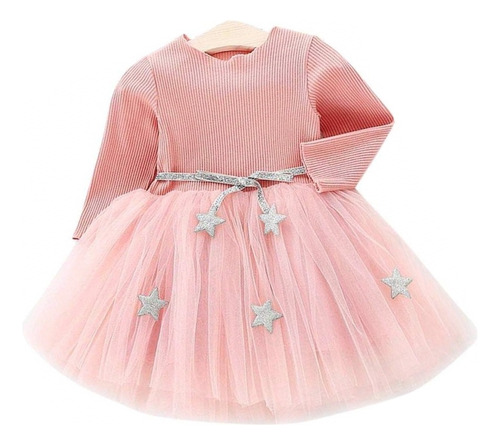 Vestido De Tul Con Princesa De Punto Manga Larga Niña Bebés