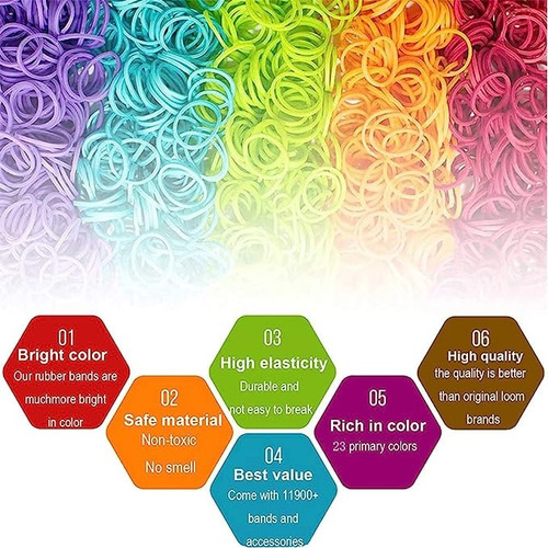 Kit Para Hacer Pulseras De Elástico 23 Colores+rebordeado