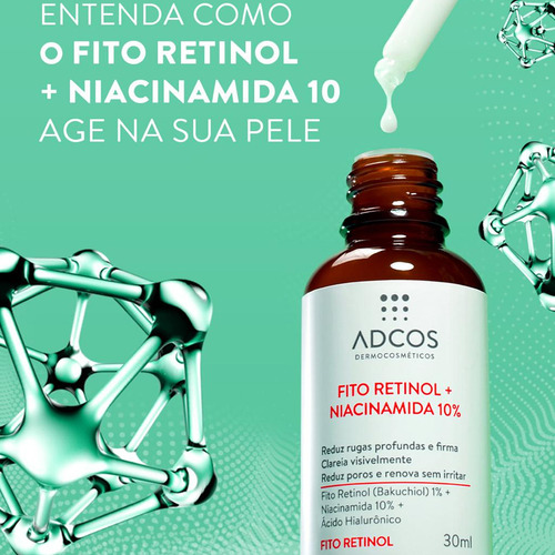 Adcos Fito Retinol + Niacinamida 10% - Sérum 30ml Todo Tipo De Pele Dia/noite