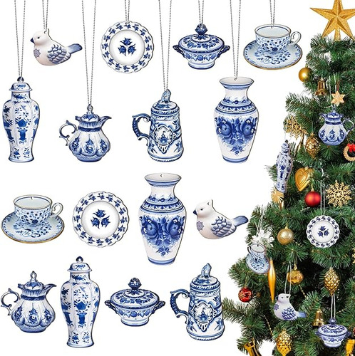 40 Adornos De Madera De Doble Cara Chinoiserie De Navidad Ad