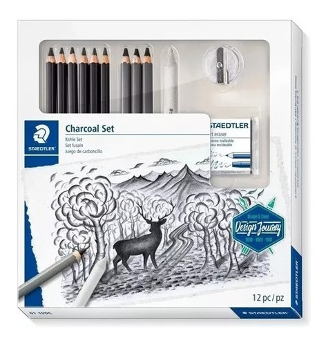 Set Carbonilla Charcoal Staedtler X 12 Piezas Design Journey