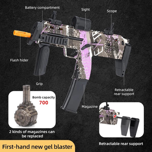 Pistola Mp7 De Hidrogel Lanzadora + 2 Cargadores Eléctricos (Usado)