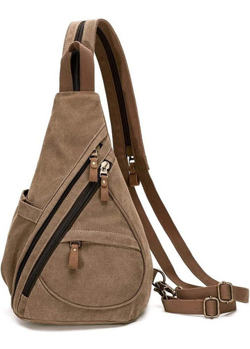 Bolso Bandolera De Lona - Mochila Pequeña Cruzada - Brown