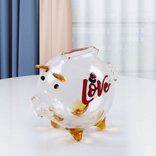 Estatuilla De Cerdo De Cristal De Hucha, Mini Delicado