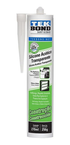 Silicona Acetica 256gr Tekbond  Trasparente Sellador 