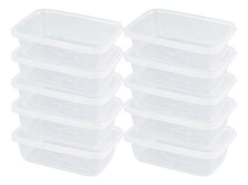 Kit 10 Pote 800 Ml Transparente Bpa Free Marmita Microondas