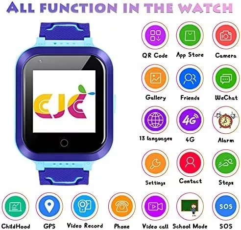 cjc Reloj inteligente para niños, reloj inteligente 4G para niños con  rastreador GPS y llamadas, reloj SOS para teléfono celular para niños,  regalos