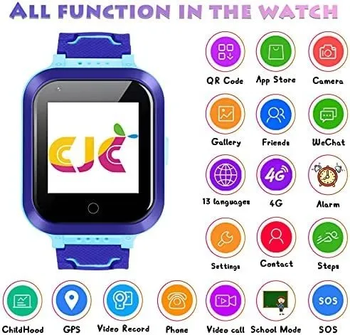 cjc Reloj inteligente para niños, reloj inteligente 4G para niños con  rastreador GPS, llamada y video de voz, reloj SOS para teléfono celular  para