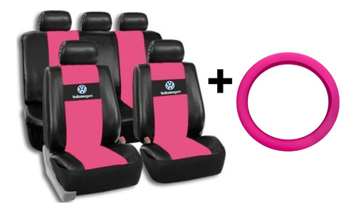 Funda Cubre Asiento Rosa Y Cubvol Silicona Para Gol Y Voyage