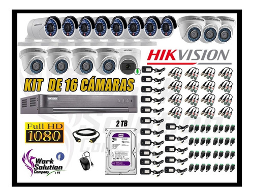 Cámaras Vigilancia Kit 16 Hikvision Full Hd 2tb + Microfono