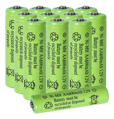 Paquete De 12 Baterias Recargables Ni-mh De 1.2 V Aa 600 Mah