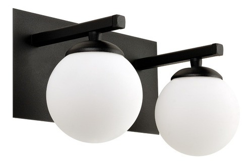 Aplique 2 Luces Elyn Negro Globo Opal Apto Led G9 Deco