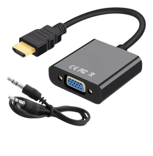 Adaptador Hdmi A Vga + Audio Miniplug 3.5mm 1080p Full Hd