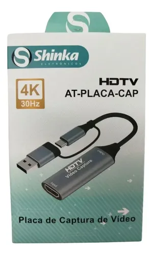 Placa Captura De Vídeo Externa Hdmi 1080p 4k Usb-c Gamer Cinza-escuro